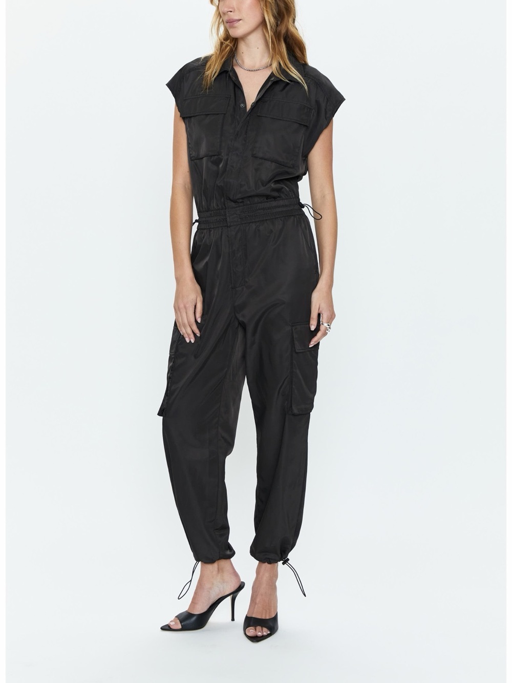 Pistola Jade Black Utility Jumpsuit - Women's Cargo Style - Picture 1 of 13